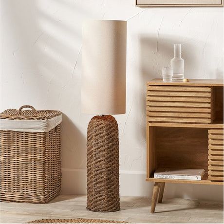 Andros Brown Woven Seagrass Floor Lamp - 124cm