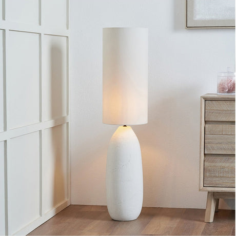 Erika White Vintage Textured Ceramic Floor Lamp - 123cm