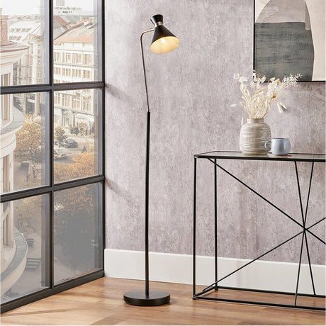 Benedict Black & Brushed Silver Iron Floor Lamp - 160cm