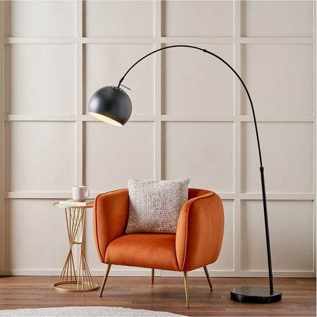 Feliciani Matt Black Iron & Marble Floor Lamp - 179cm