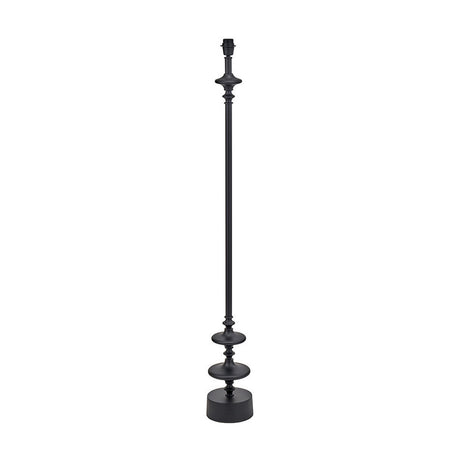 Emilio Matt Black Candlestick Floor Lamp with Racing Green Ikat Shade