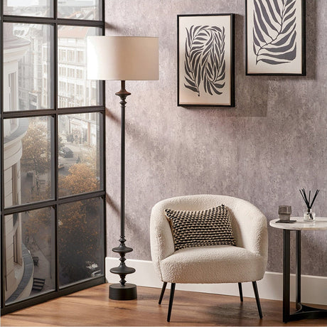 Emilio Matt Black Candlestick Floor Lamp Base - 147cm