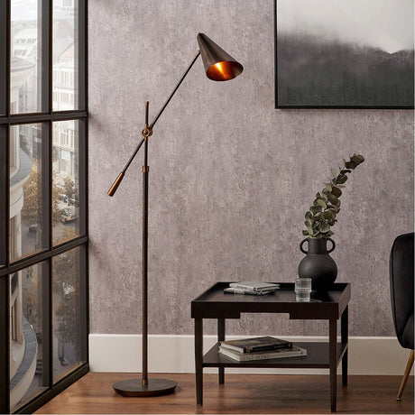 Emiliano Antique Bronze & Brass Adjustable Task Floor Lamp - 164cm