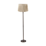 Piero Antique Bronze Candlestick Floor Lamp with Taupe Chevron Shade