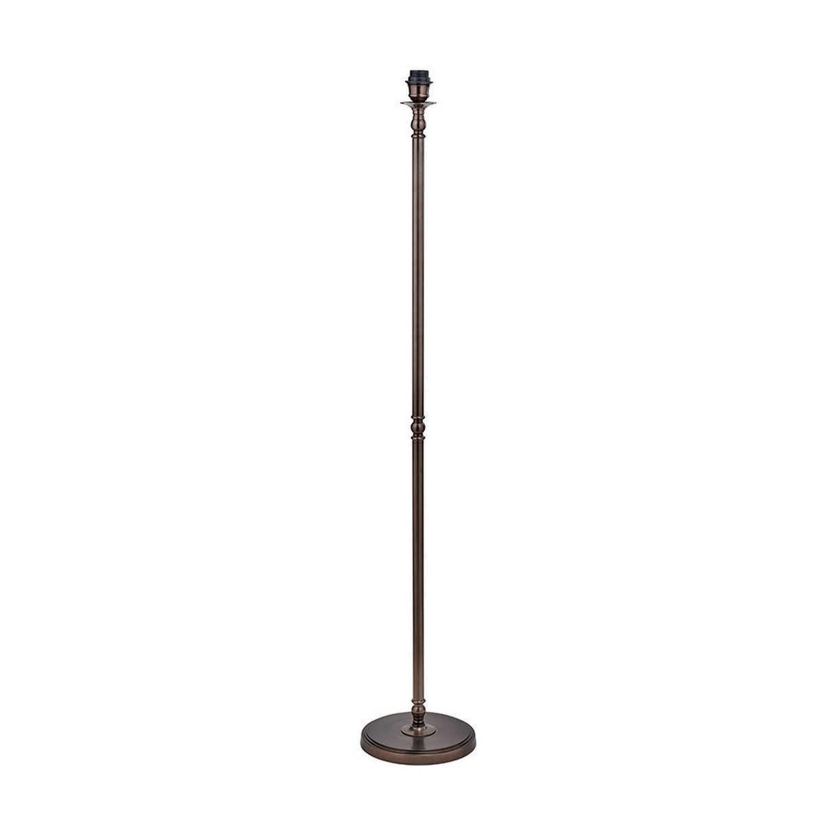 Piero Antique Bronze Candlestick Floor Lamp with Taupe Chevron Shade
