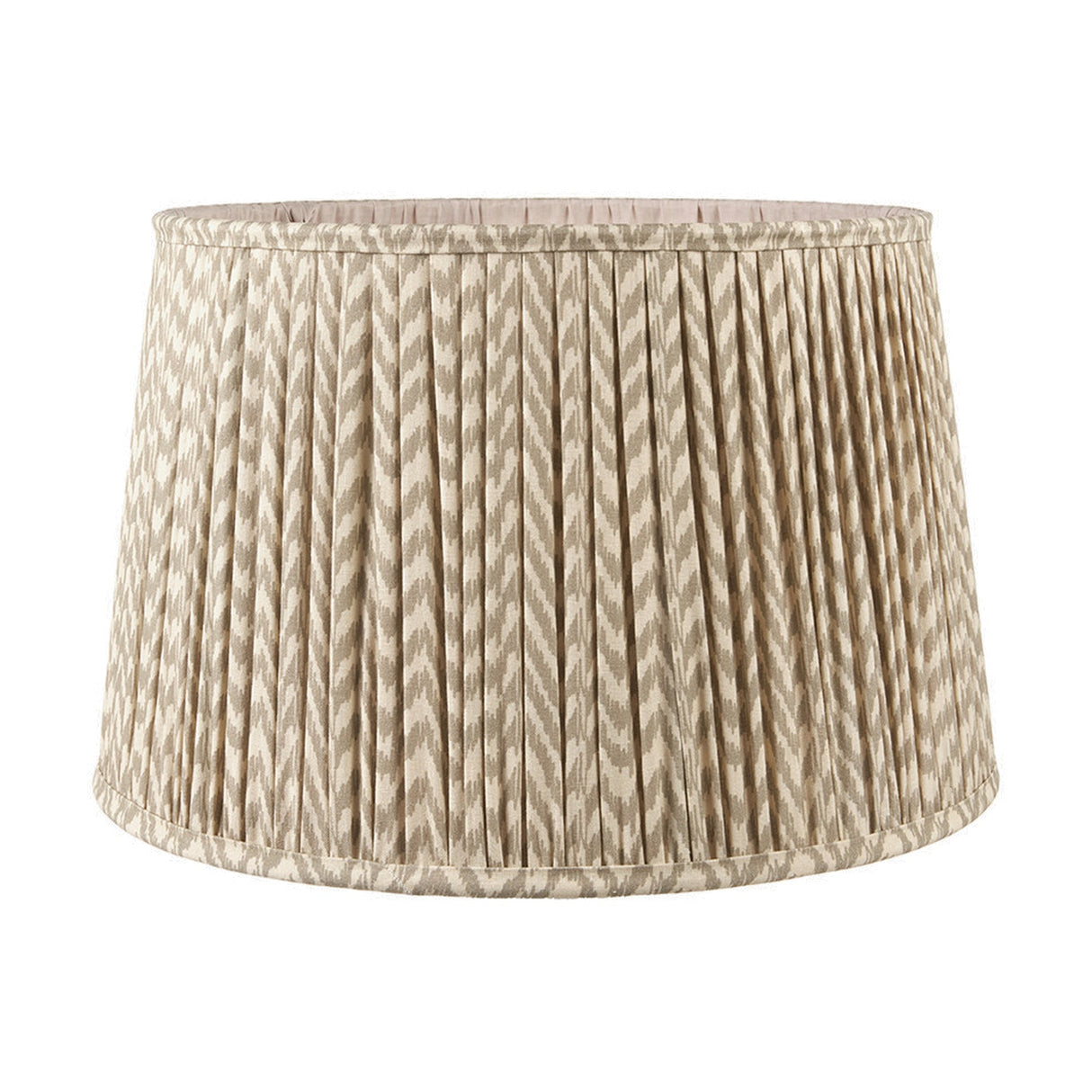 Piero Antique Bronze Candlestick Floor Lamp with Taupe Chevron Shade