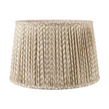 Piero Antique Bronze Candlestick Floor Lamp with Taupe Chevron Shade