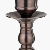 Piero Antique Bronze Candlestick Floor Lamp with Taupe Chevron Shade