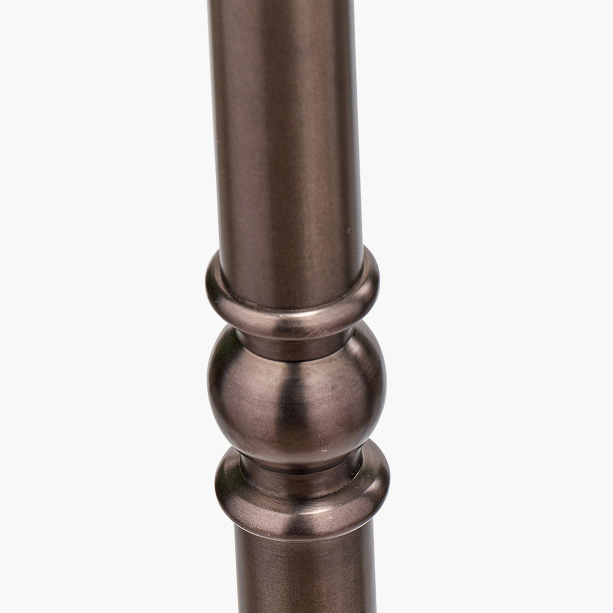Piero Antique Bronze Candlestick Floor Lamp with Taupe Chevron Shade
