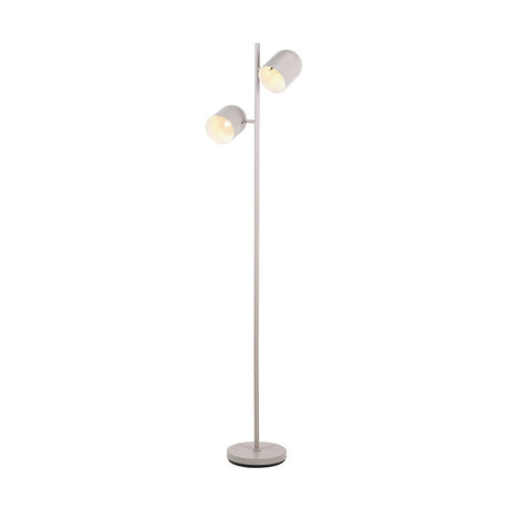 Finn Grey Metal Cloche Two Head Floor Lamp - 160cm