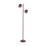 Finn Mulberry Red Metal Cloche Two Head Floor Lamp - 160cm
