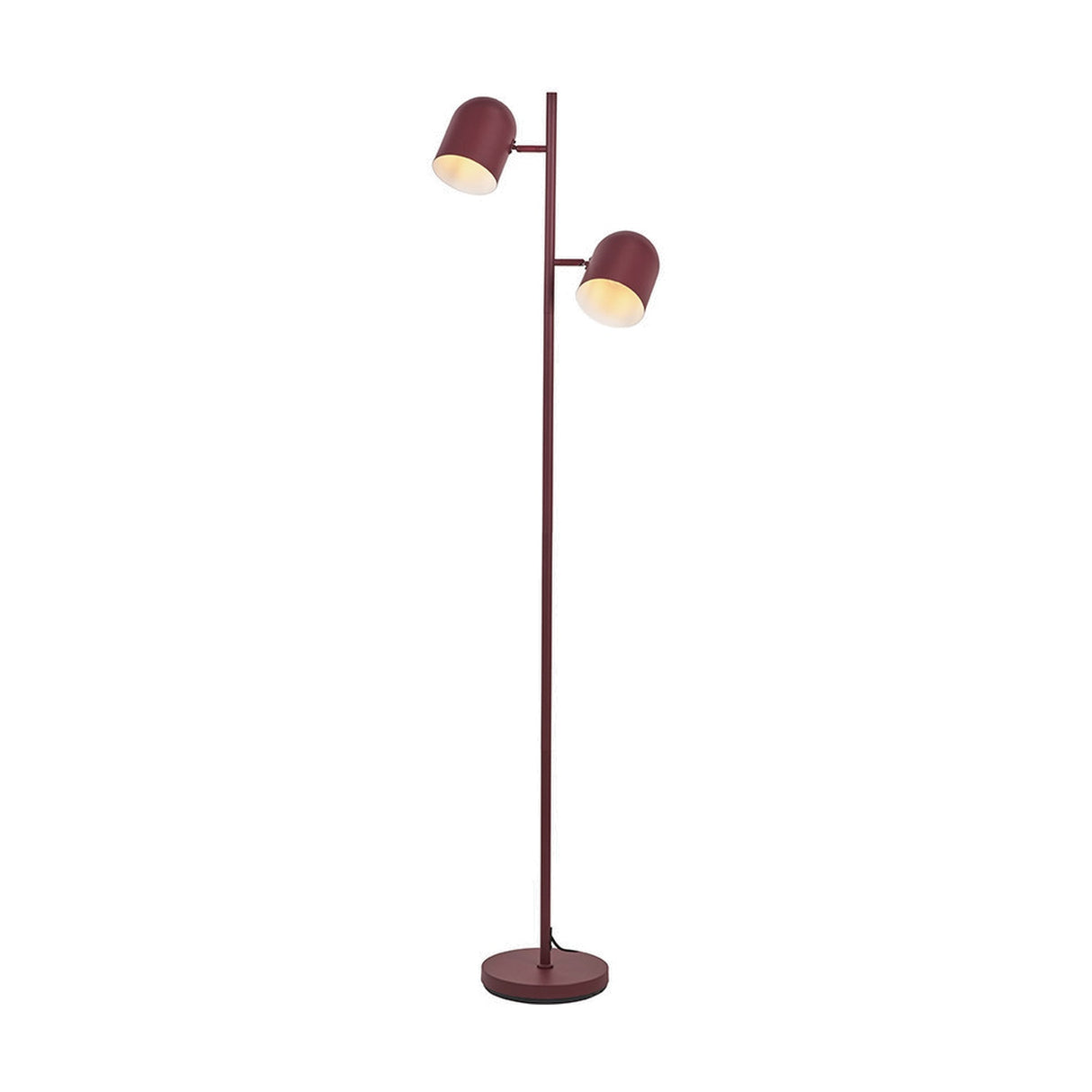 Finn Mulberry Red Metal Cloche Two Head Floor Lamp - 160cm