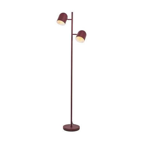 Finn Mulberry Red Metal Cloche Two Head Floor Lamp - 160cm