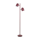 Finn Mulberry Red Metal Cloche Two Head Floor Lamp - 160cm