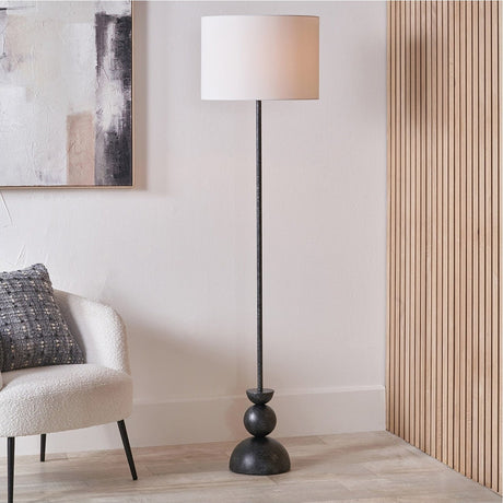 Vala Graphite Metal Textured Effect Ball Floor Lamp - 160cm