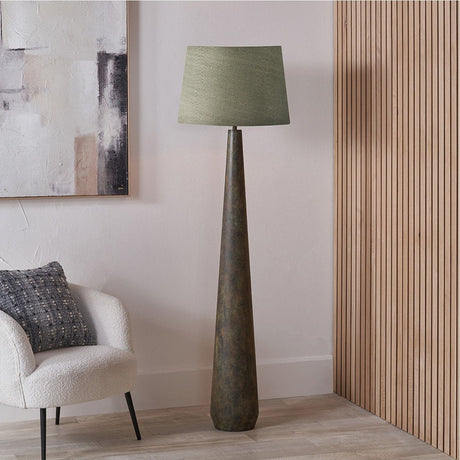 Arbor Metal Conical Floor Lamp with Green Linen Tapered Shade