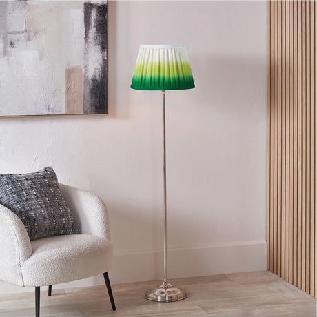 Auden Silver Metal Stick Floor Lamp with Pleated Shade Emerald - 136cm