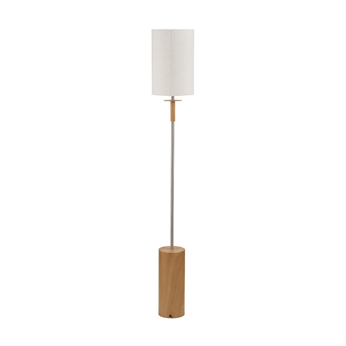 Bonham Wood Veneer & Silver Metal Floor Lamp - 161cm