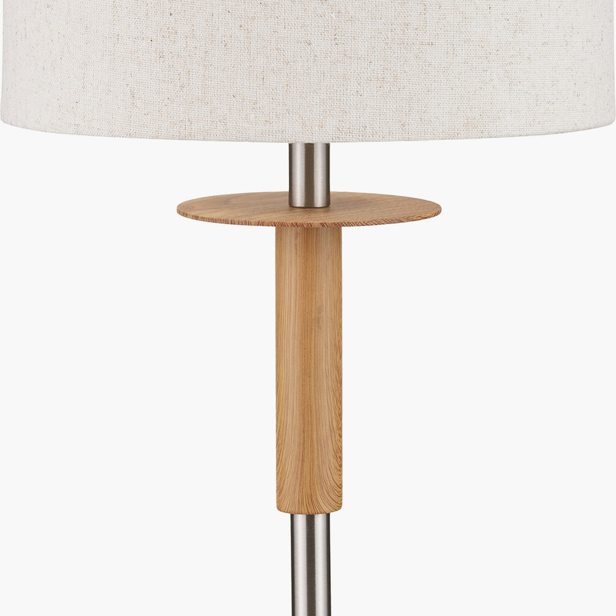 Bonham Wood Veneer & Silver Metal Floor Lamp - 161cm