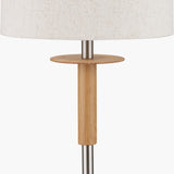 Bonham Wood Veneer & Silver Metal Floor Lamp - 161cm