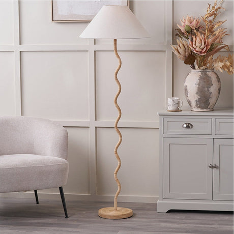 Palau Rattan Wave Floor Lamp Base - 136cm