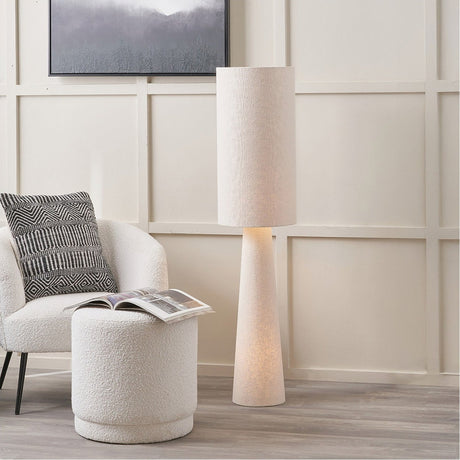 Mirissa White Slubby Handloom Fabric Floor Lamp - 129cm