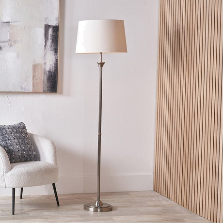 Palau Rattan Wave Floor Lamp with White Handloom Tapered Shade - 160cm