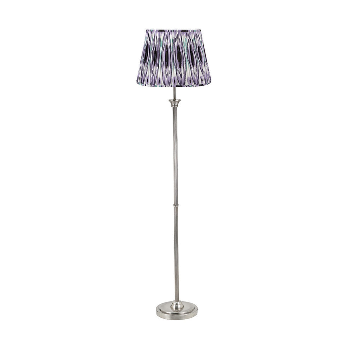 Palau Rattan Wave Floor Lamp with Lilac Ikat Shade - 163cm