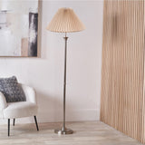 Palau Rattan Wave Floor Lamp with Linen Hard Shade - 155cm