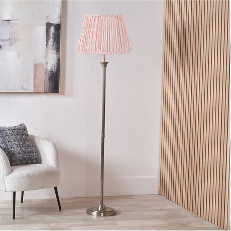 Palau Rattan Wave Floor Lamp with Cinnamon Stripe Shade - 163cm