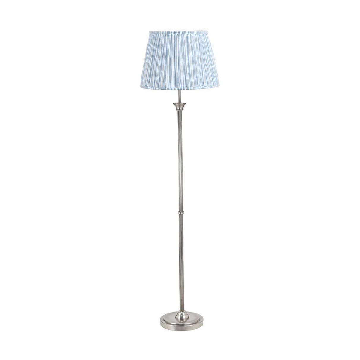 Palau Rattan Wave Floor Lamp with Ocean Blue Stripe Shade - 163cm