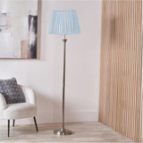 Palau Rattan Wave Floor Lamp with Ocean Blue Stripe Shade - 163cm