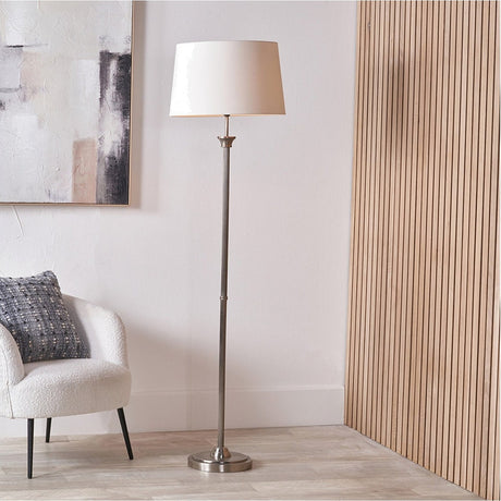 Palau Rattan Wave Floor Lamp Base Salvatore Antique Silver Metal