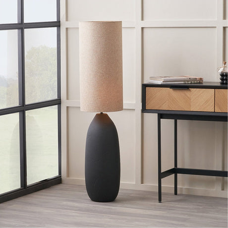 Erika Black Vintage Textured Ceramic Floor Lamp - 122cm