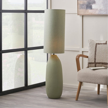 Erika Sage Green Vintage Textured Ceramic Floor Lamp - 122cm