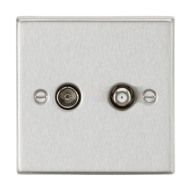 TV & SAT TV Outlet (isolated) - Brushed Chrome