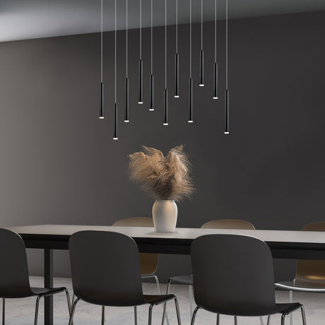 Tubular 11 Light LED Linear Chandelier – Matt Black