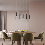 Tubular 11 Light LED Linear Chandelier – Matt Black