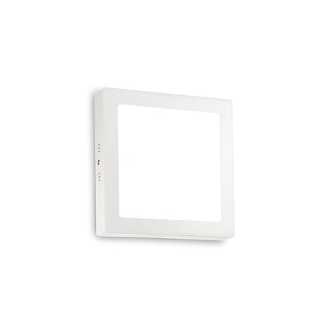 The Zephyrus Square LED Ceiling & Wall Light in white, with a size of 22cm and a color temperature of 4000K, is installed on a light-colored surface, offering a minimalist design and high IP rating.