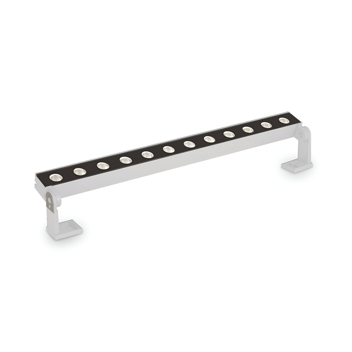 Here's a rewritten version of the sentence using the given product data:

The Alfaisis LED Outdoor Landscape Ground Light, featuring an 18W power rating and 4000K color temperature, is a 50cm long, rectangular white fixture with a row of circular bulbs and an IP65 rating. It is mounted on two adjustable brackets at each end for versatile wall or ceiling installation.