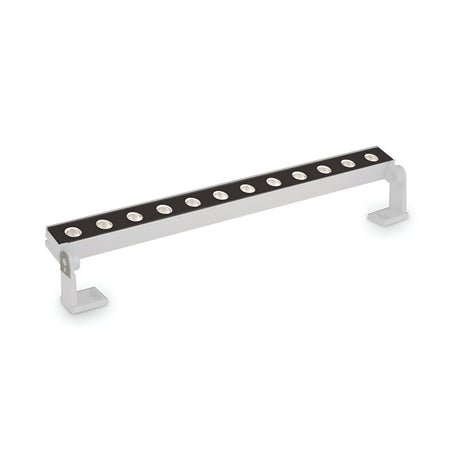 Here's a rewritten version of the sentence using the given product data:

The Alfaisis LED Outdoor Landscape Ground Light, featuring an 18W power rating and 4000K color temperature, is a 50cm long, rectangular white fixture with a row of circular bulbs and an IP65 rating. It is mounted on two adjustable brackets at each end for versatile wall or ceiling installation.