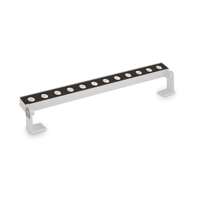 Here's a rewritten version of the sentence using the given product data:

The Alfaisis LED Outdoor Landscape Ground Light, featuring an 18W power rating and 4000K color temperature, is a 50cm long, rectangular white fixture with a row of circular bulbs and an IP65 rating. It is mounted on two adjustable brackets at each end for versatile wall or ceiling installation.