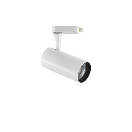 The Ignis LED Three Phase Track Spotlight, an 8W CRI90 model in white, features a cylindrical design and is mounted on an adjustable bracket against a plain white background for excellent color accuracy.