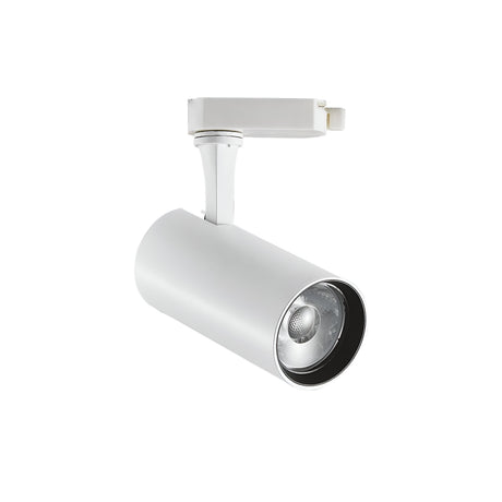 The Ignis LED Three Phase Track Spotlight 25W CRI90 4000K - White features a sleek cylindrical design with a single CRI90 LED spotlight for enhanced color accuracy.