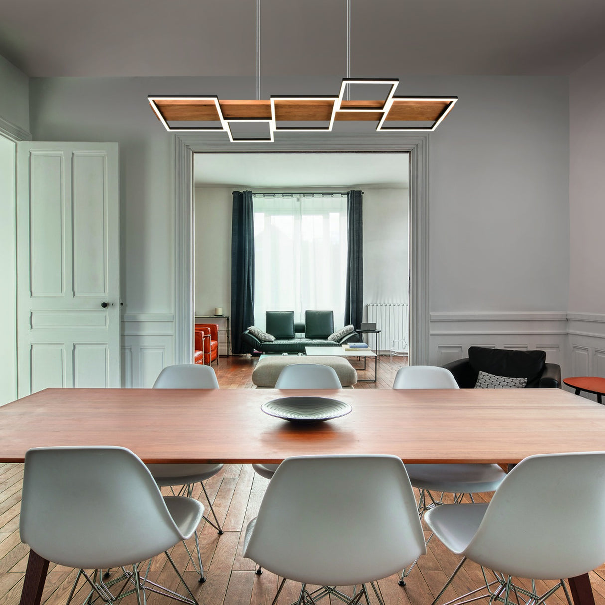 Harper 5 Light LED Wooden Chandelier – Matt Black