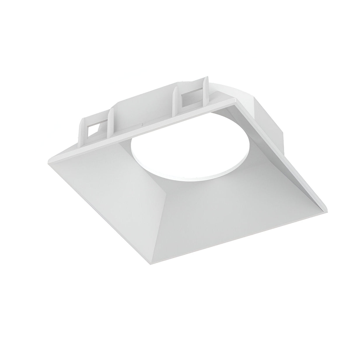 The Glistenis Reflector Square Frame 89mm in white is a recessed ceiling light fixture with a circular opening at the center. This downlight frame features a modern, minimalist design and is set against a plain white background.