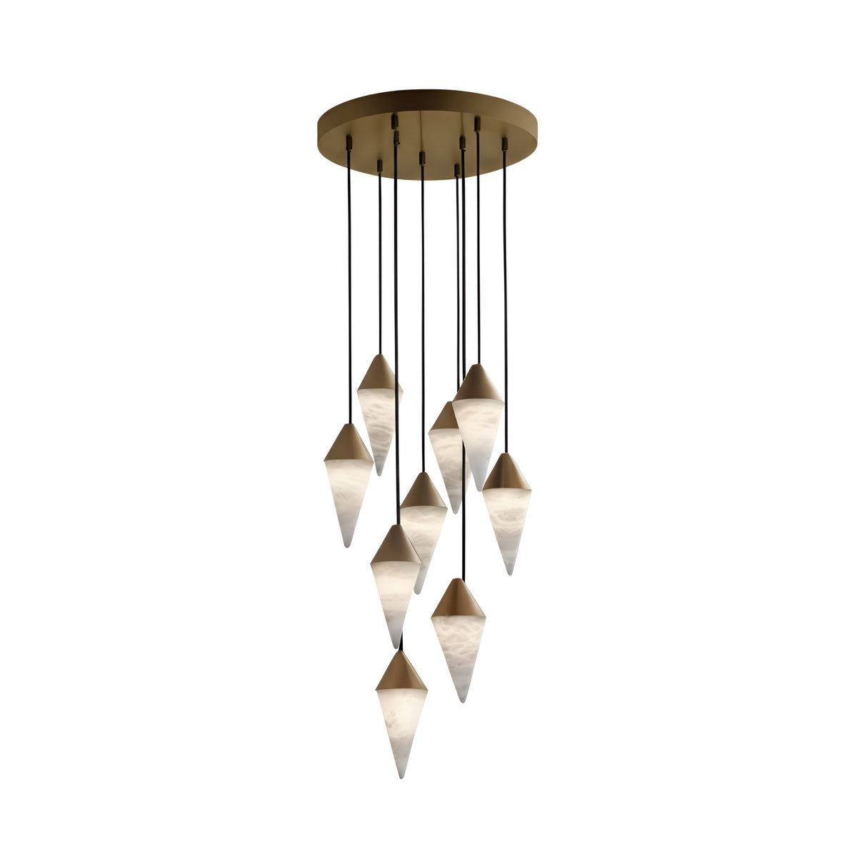 Aurevia 6 Light LED Drop Alabaster Cluster Pendant – Brass & Soft White