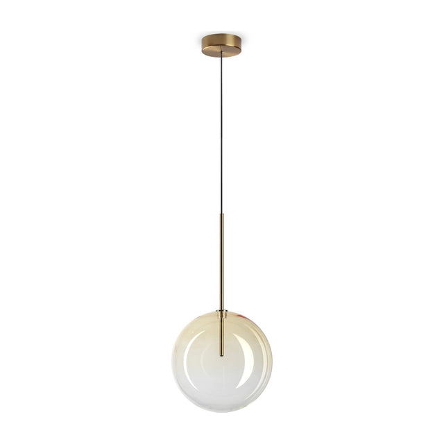 Equinoxe Globe Pendant Light 250mm - Antique Brass & Amber Glass