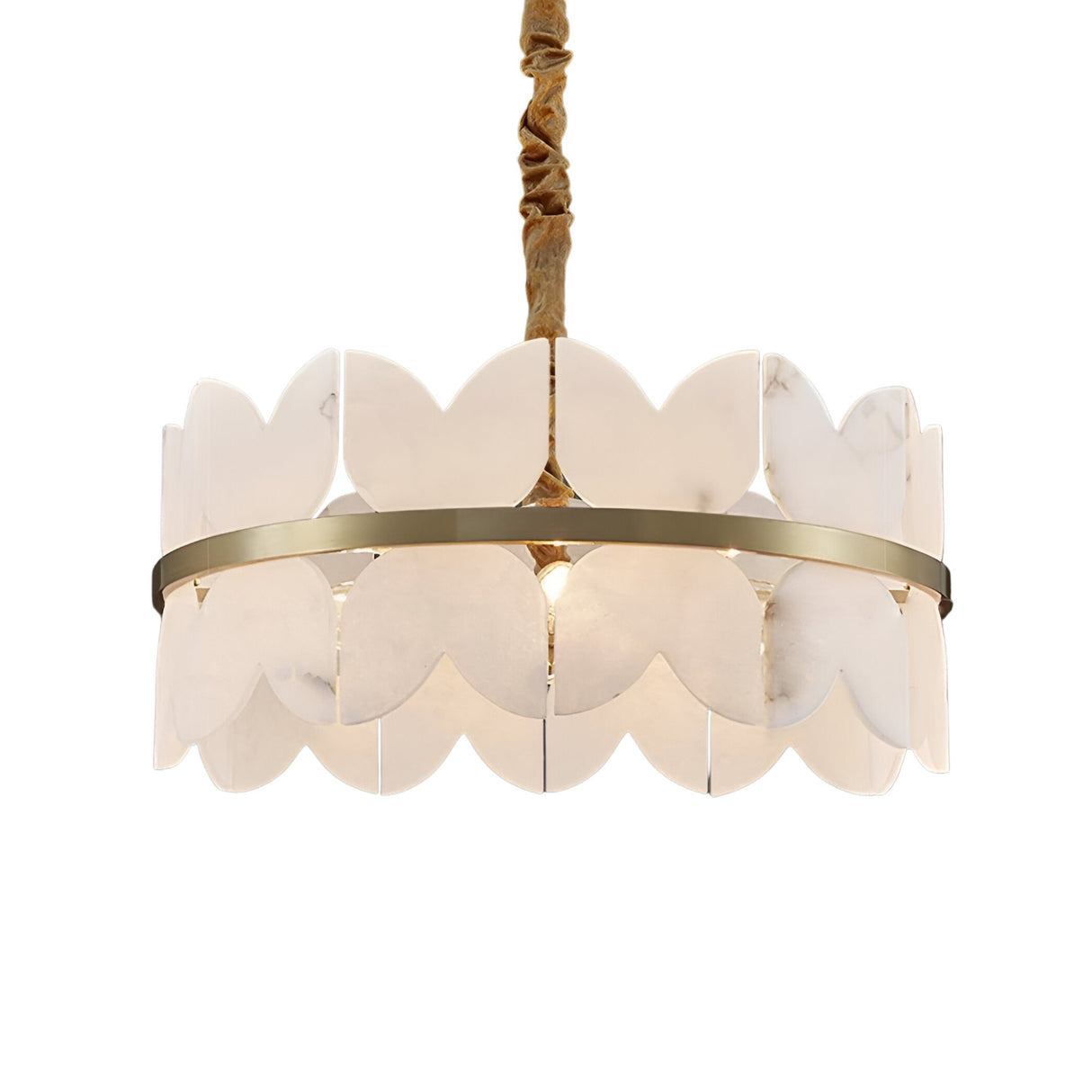 Petraia LED 1 Tier Floral Alabaster Chandelier – Brushed Brass & Soft White