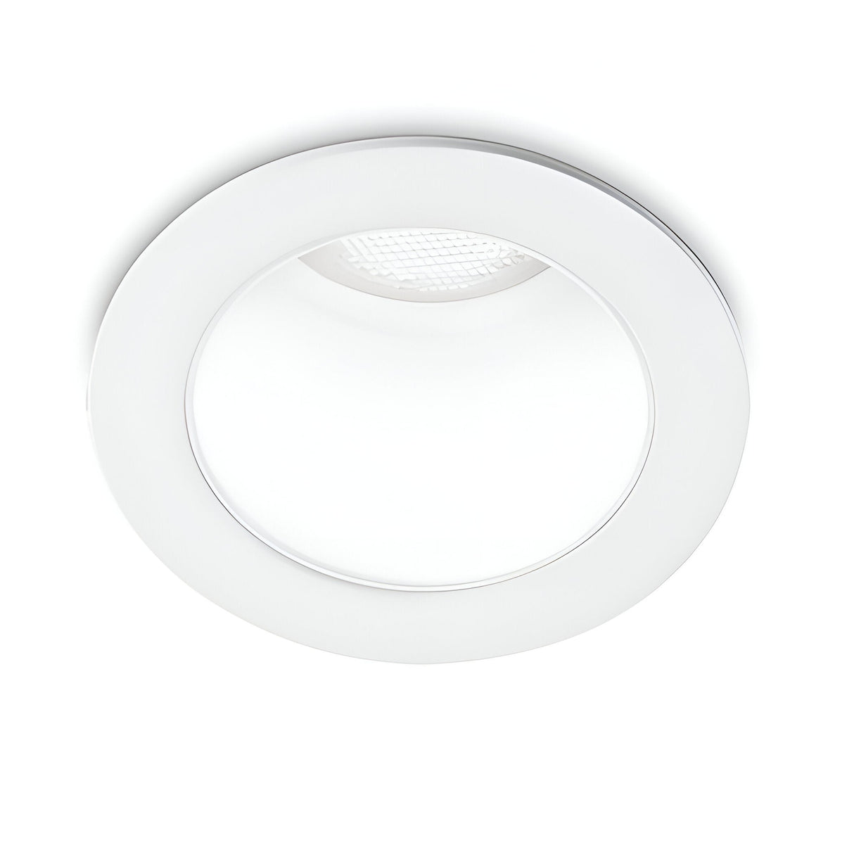 The Clarion LED Recessed Downlight - 2.8W, CRI90, 3000K, White is a modern round fixture with a sleek, minimalistic design. With its flat surface for recessed installation, it delivers gentle and energy-efficient lighting to indoor areas.